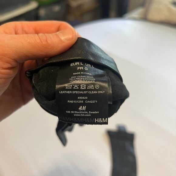 H&M Black leather gloves L - Picture 3 of 6